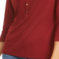 Charter Club Women's 3/4 Sleeve Polo Top Wine Size Petite Medium