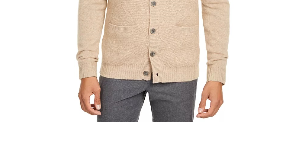 Tasso Elba Men's Cashmere Button Cardigan Brown Size Extra Large