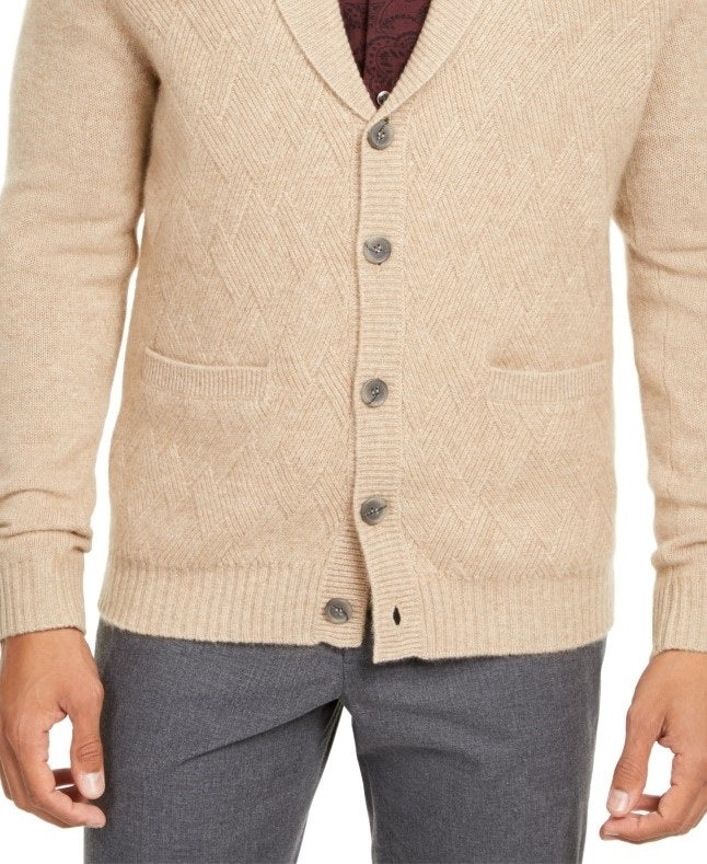 Tasso Elba Men's Cashmere Button Cardigan  Brown Size Large