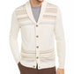 Tasso Elba Men's Geo-Stripe Intarsia-Knit Cardigan White Size Extra Large