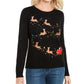 Karen Scott Women's Embroidered Reindeer Sweater  Black Size Small