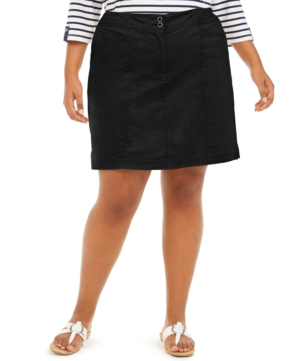Karen Scott Women's Plus Size Knit-Waistband Skort  Black Size 18W