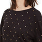 INC International Concepts Women's Studded Sweatshirt Black Size X-Small