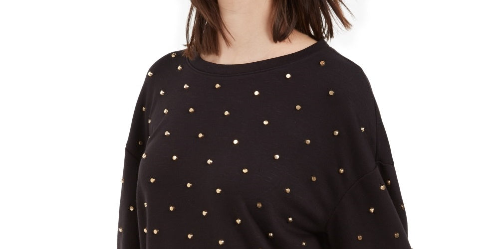 INC International Concepts Women's Studded Sweatshirt Black Size X-Small