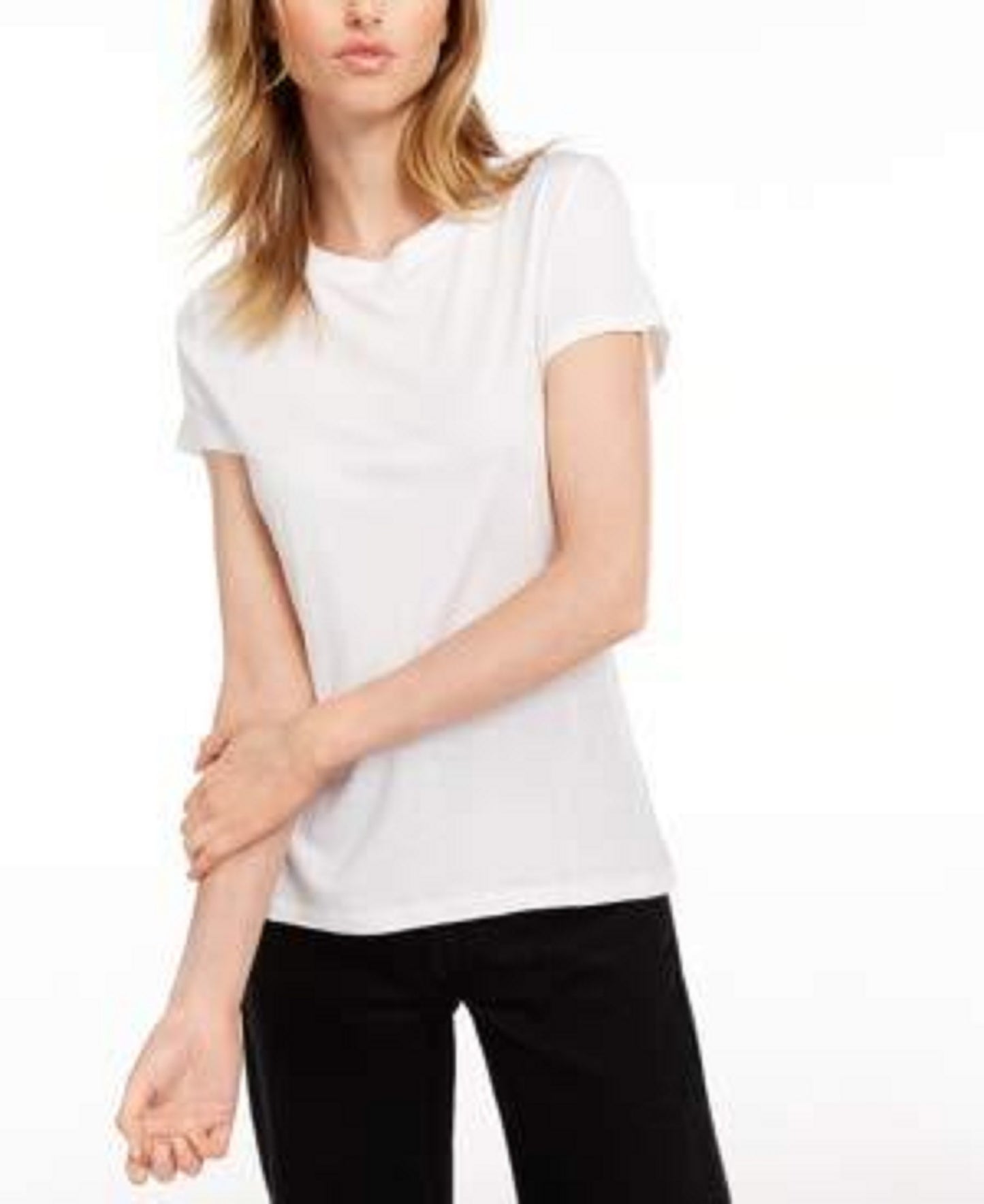 Maison Jules Women's Tie-Back Solid T-Shirt White Size Medium