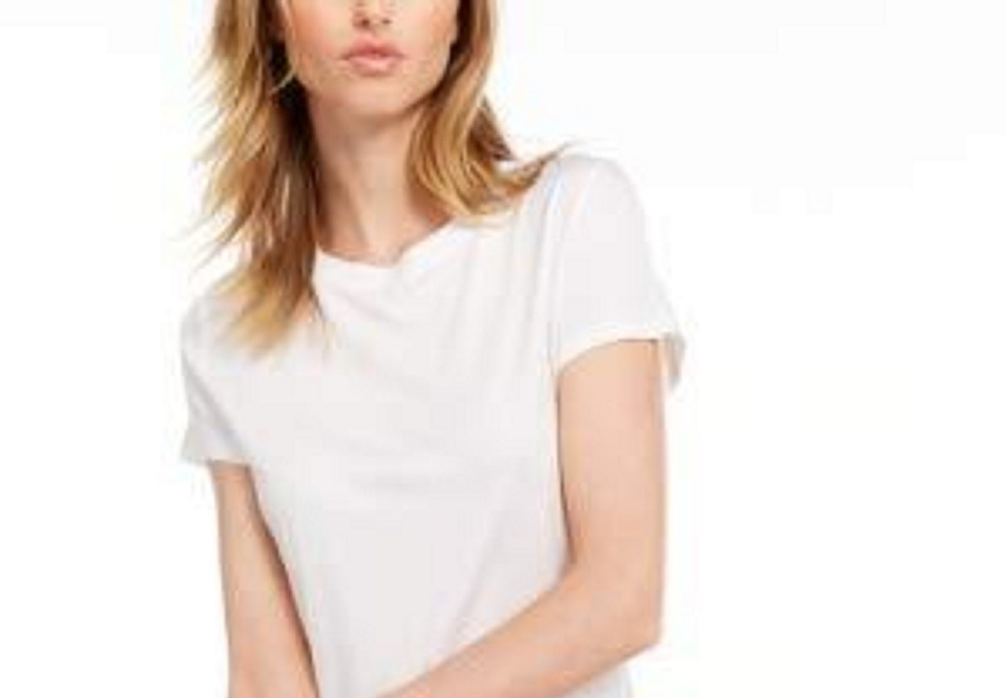 Maison Jules Women's Tie-Back Solid T-Shirt White Size Medium