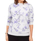 Karen Scott Women's Floral Print Fleece Sweatshirt Purple Size Small