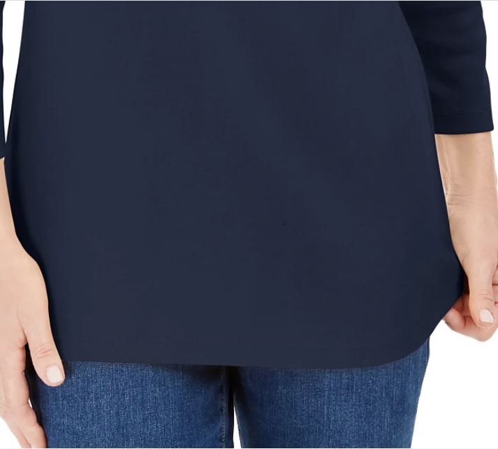 करेन स्कॉट महिलाओं की 3/4 स्लीव हेनले शर्ट नीले रंग की, साइज़ स्मॉल