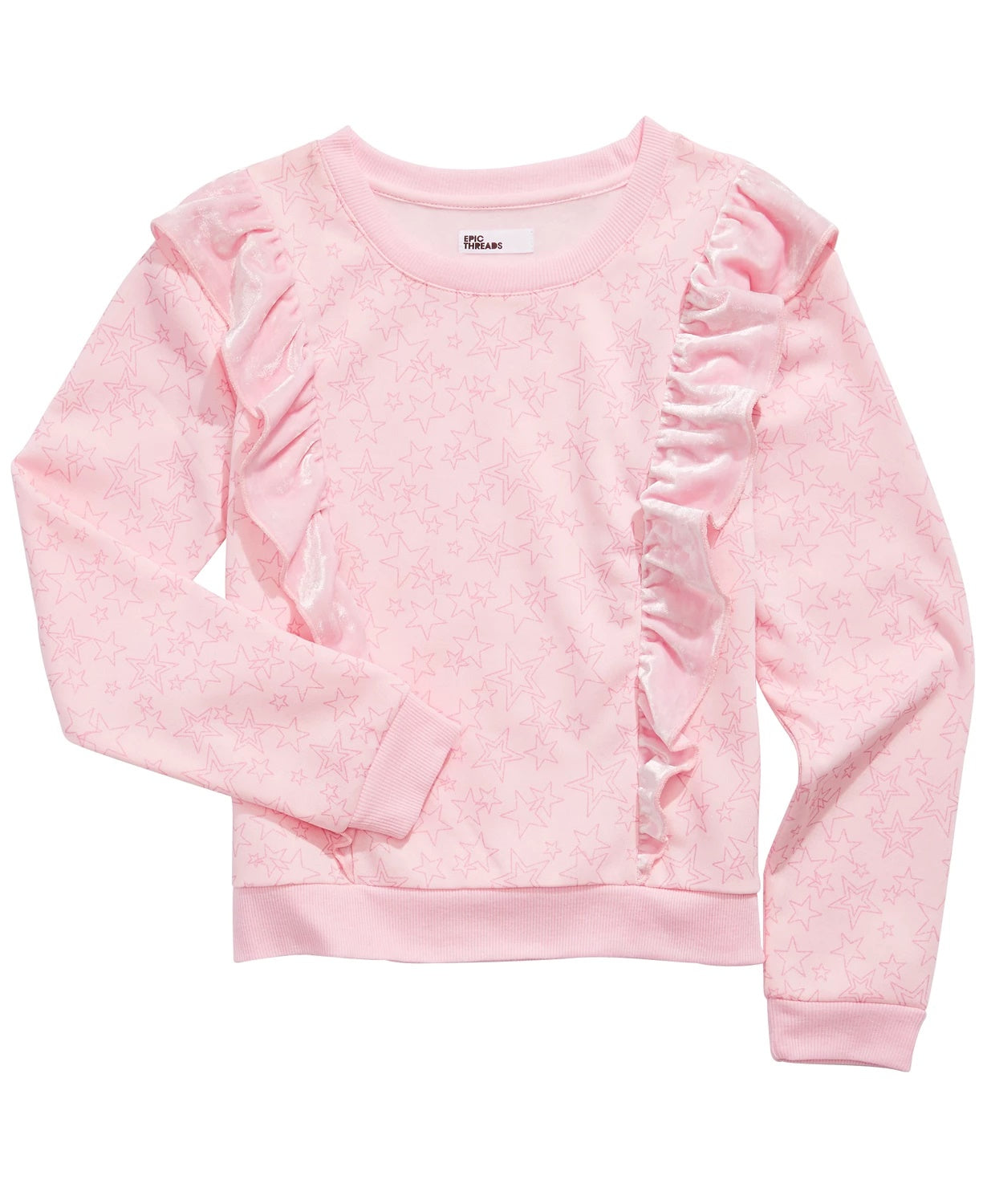 Epic Threads Big Girls Ruffled Star-Print Top Pink Size Large