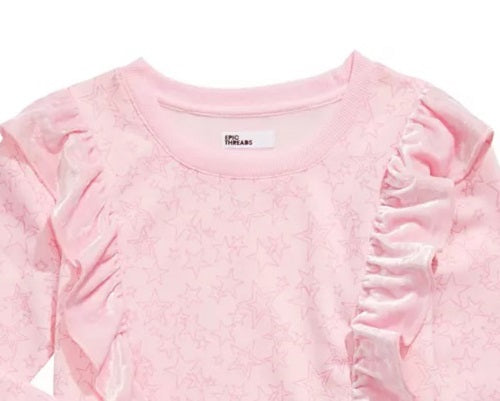 Epic Threads Big Girls Ruffled Star-Print Top Pink Size Large
