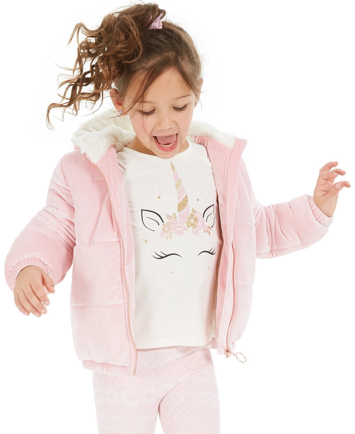 Epic Threads Little Girl's Unicorn Horn Long Sleeve T-Shirt White Size 5