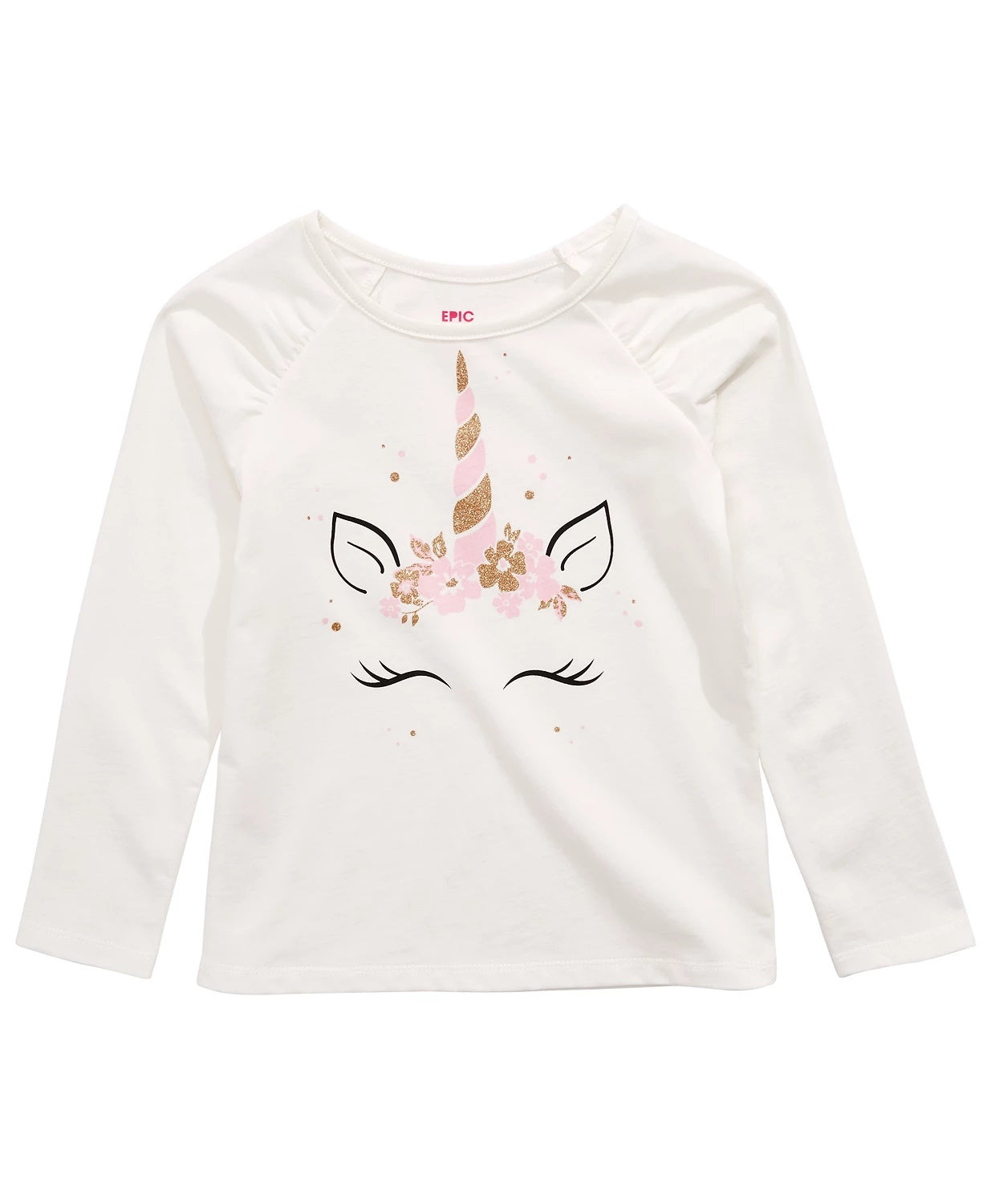 Epic Threads Little Girl's Unicorn Horn Long Sleeve T-Shirt White Size 5