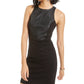 Bar III Women's Faux Leather Contrast Bodycon Dress Black Size Medium