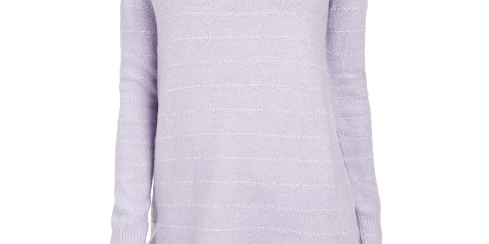 Style & Co Women's Lurex Cowl Neck Sweater Purple Size X-Small