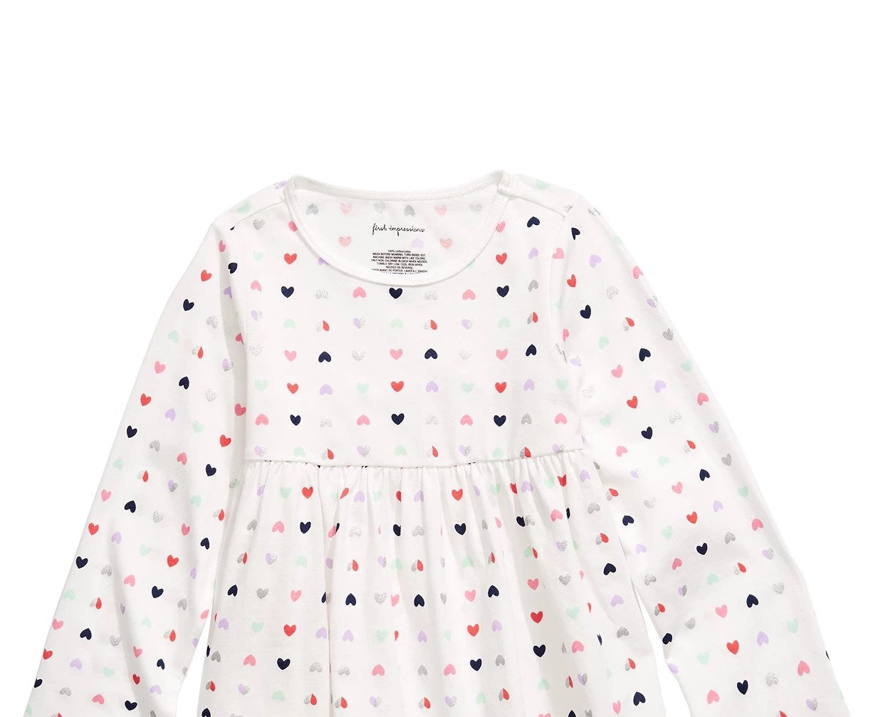 First Impressions Baby Girls Heart-Print Cotton Tunic White Size 24M
