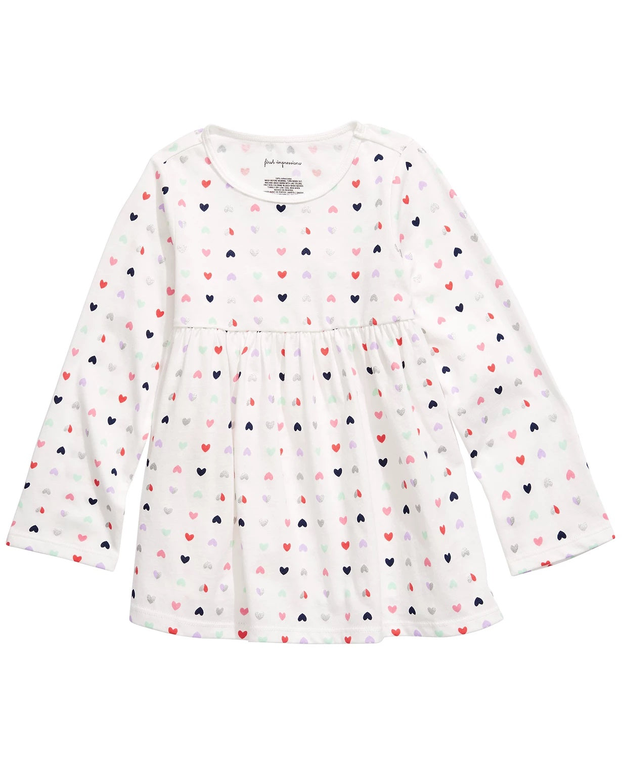 First Impressions Toddler Girls Heart-Print Cotton Tunic White Size 4T REG