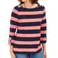 Charter Club Women's Grommet Trim Striped Top Red Size Medium