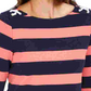 Charter Club Women's Grommet Trim Striped Top Red Size Medium