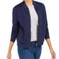 Charter Club Women's Textured Knit Bomber Jacket Blue Size X-Small