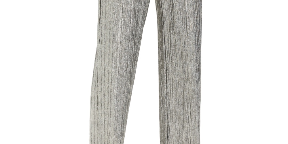 JM Collection Women's Metallic Crinkle Pants Yellow -Size Medium