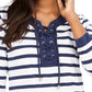Charter Club Women's Cotton Lace Up Grommet Neck Tunic Blue Size Large