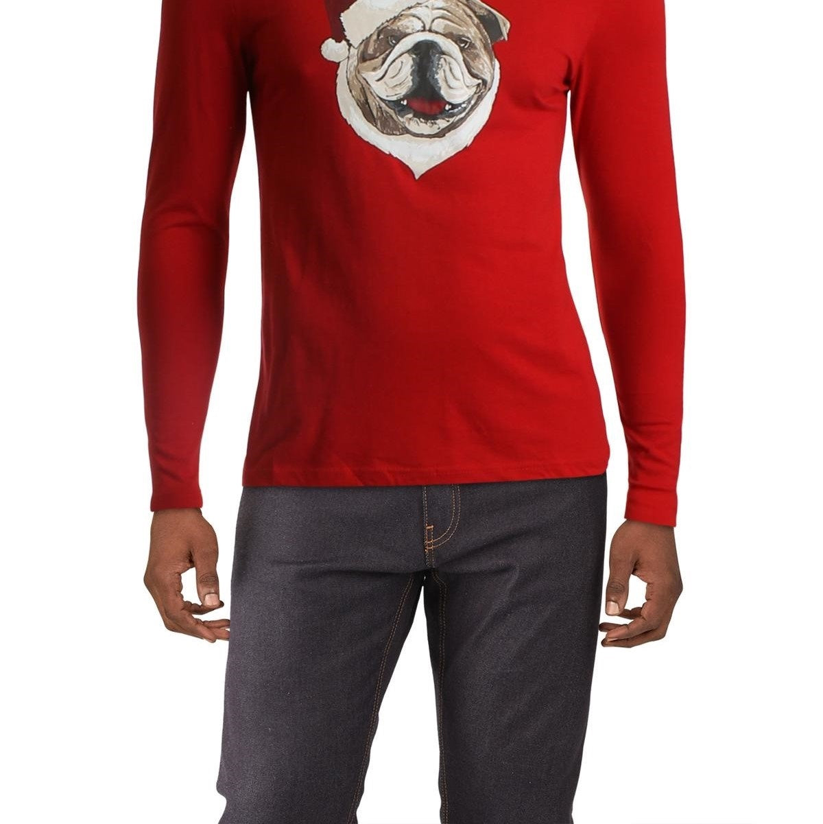 Club Room Men's Santa Bulldog Holiday Party Christmas Top Red Size X-Large
