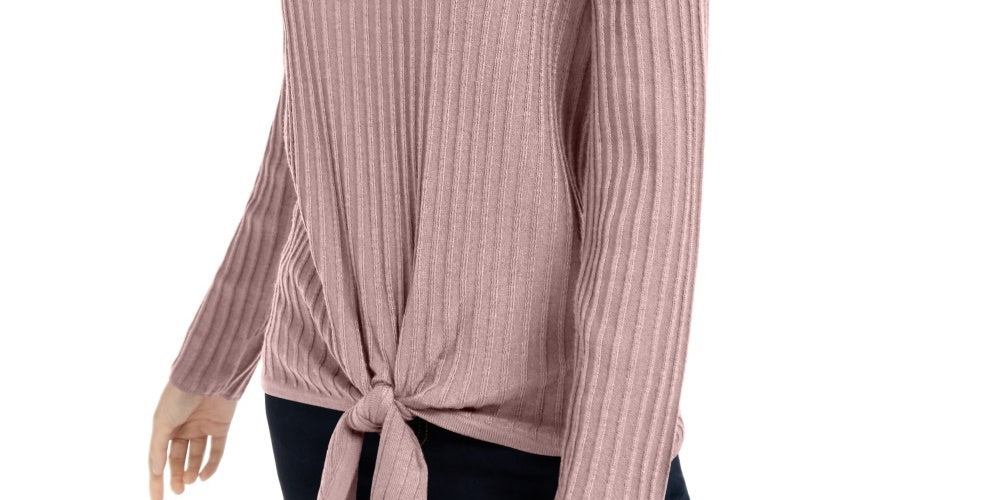 INC International Concepts Women's Ribbed Knotted Sweater Pink Size Small