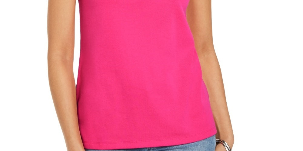 Karen Scott Women's Grommet-Trim Tank Top Pink Size Medium