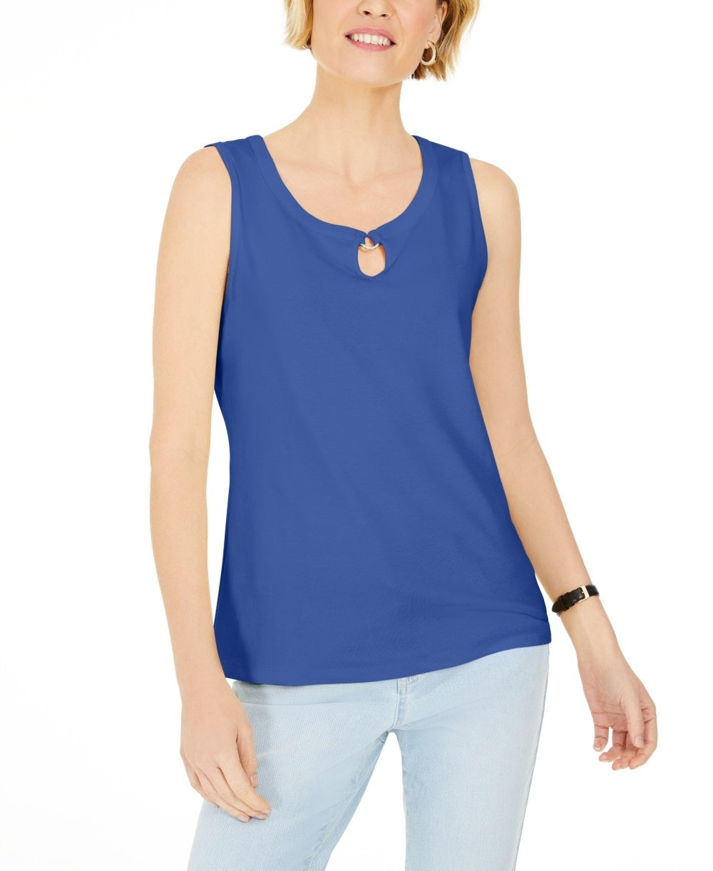 Karen Scott Women's Keyhole Hardware Tank Blue Size X-Small