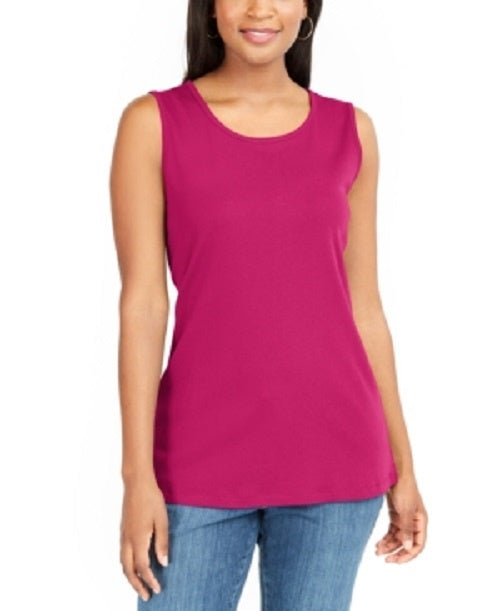 Karen Scott Women's Cotton Tank Top Red Size Large