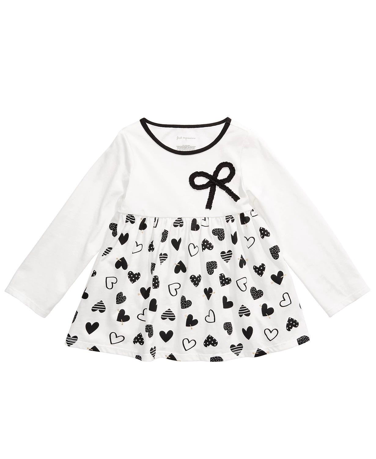 First Impressions Toddler Girls Cotton Bow Heart Tunic White Size 3T