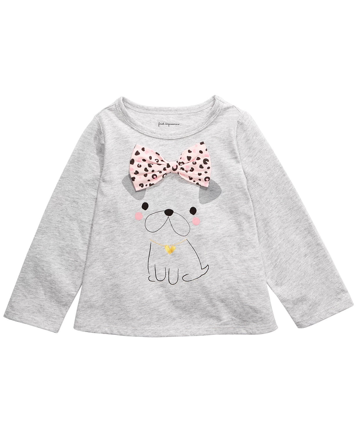First Impressions Baby Girl's Dog Bow T-Shirt Gray Size 18 Months