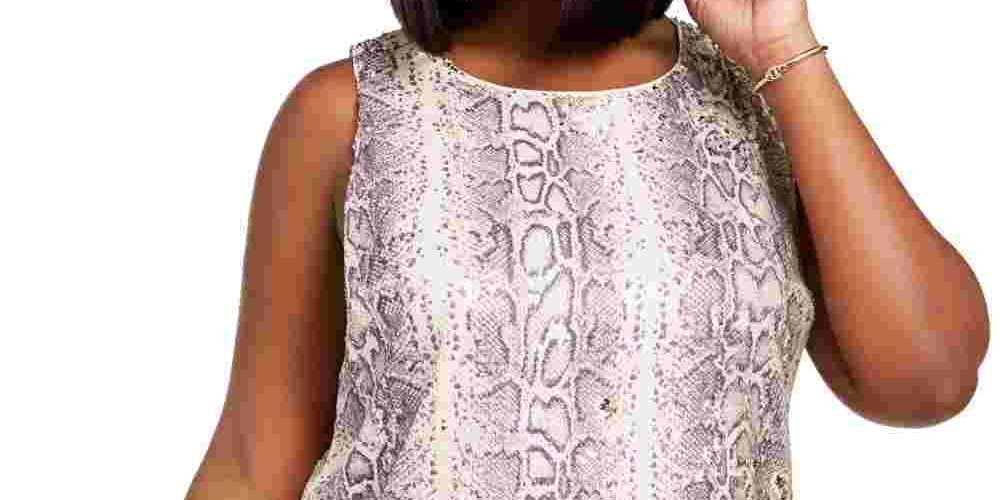 INC International Concepts Women's Plus Size Flippy Sequin Top Pink Size 1X