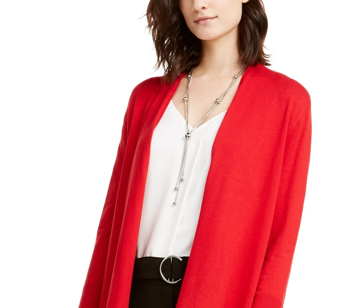 Alfani Women's Snap-Sleeve Open Cardigan  Red Size Small