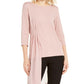 Alfani Women's Sheer Asymmetrical-Overlay Top  Dark Pink Size Large