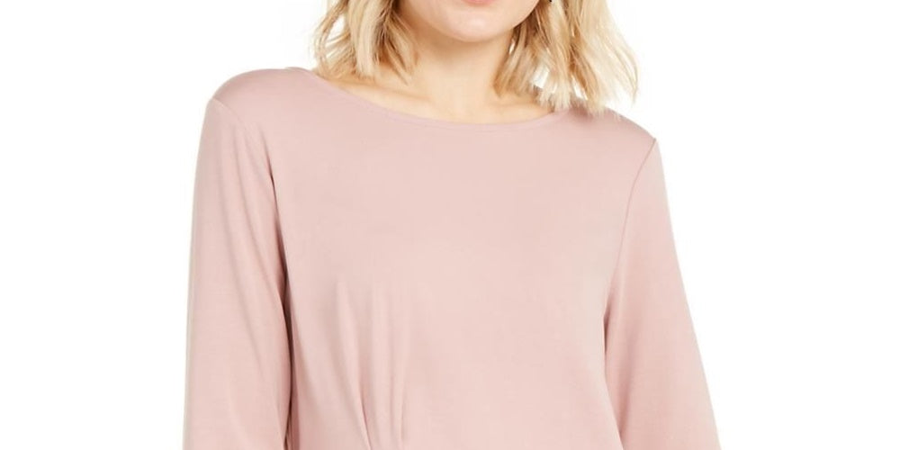 Alfani Women's Sheer Asymmetrical-Overlay Top  Dark Pink Size Large