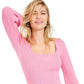 Bar III Women's Becca Tilley x Square-Neck Pullover Sweater Pink Size Large