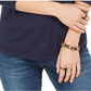 Style & Co Women's Split Neck Top Navy Size Small