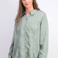 Charter Club Women's Woven Solid Tencel Shirt Green Size Small