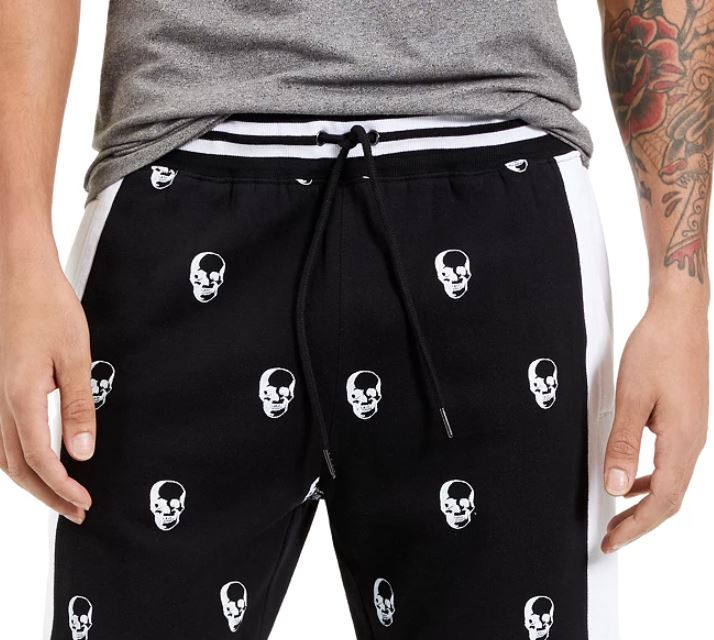 INC International Concepts Men's Skull Jogger Pants Black Size Large