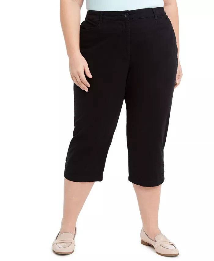 Karen Scott Women's Plus Stretch Tummy Control Capri Pants Black Size 20W