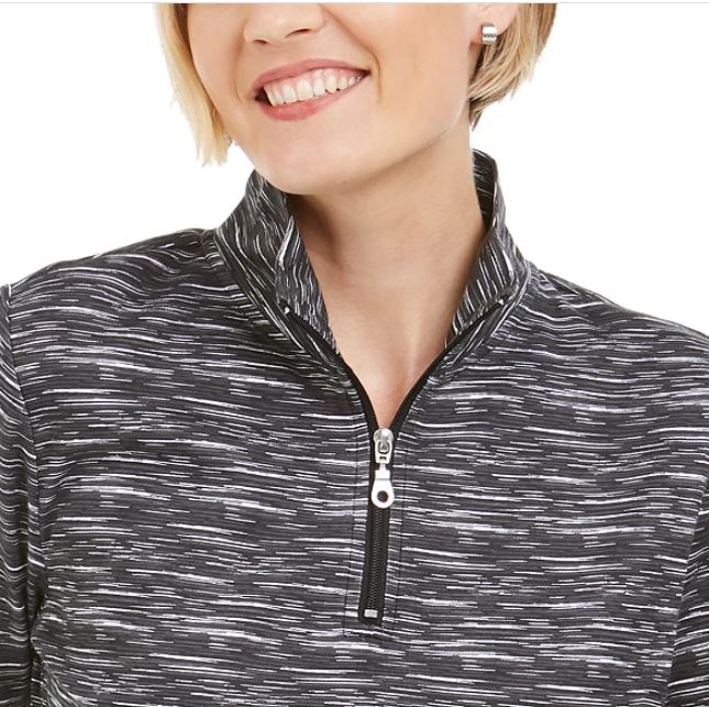 Karen Scott Women's Zip Neck Pullover Black Size X-Small
