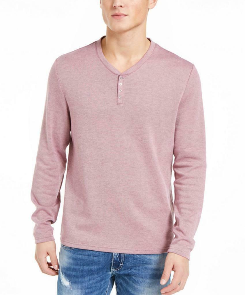 INC International Concepts Men's Radar Long Sleeve Henley Pink Size X-Small