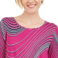 JM Collection Women's Swirl-Print 3/4-Sleeve T-Shirt Pink Size Small
