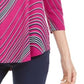 JM Collection Women's Swirl-Print 3/4-Sleeve T-Shirt Pink Size Small