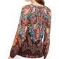 INC International Concepts Women's Printed Lace-Up Top Blue Size X-Small