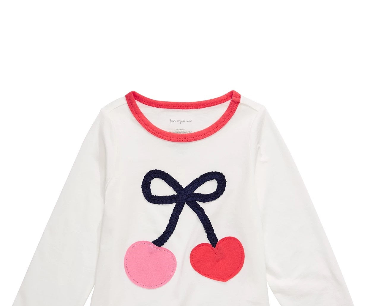First Impressions Toddler Girls Cotton Long-Sleeve Cherry T-Shirt White Size 3T