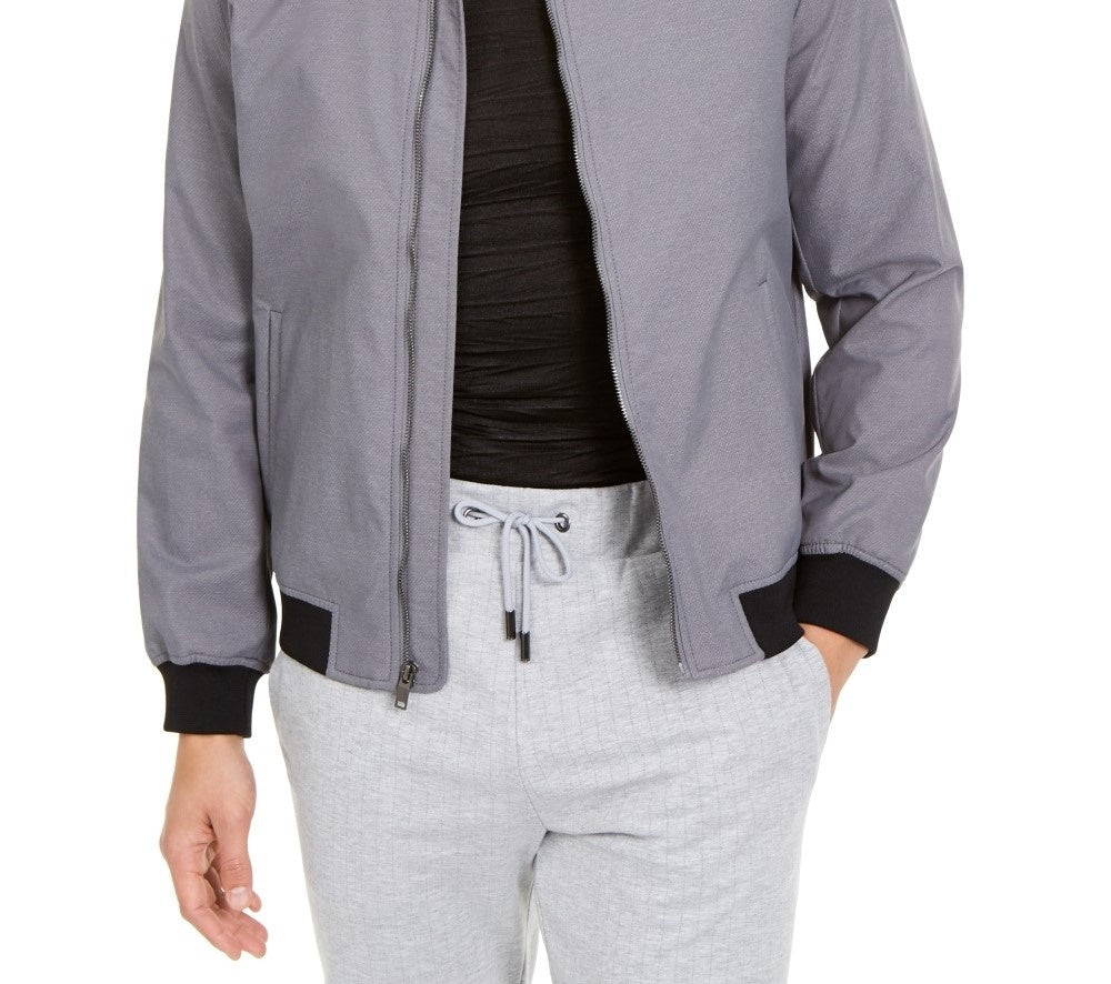 Alfani Men's Full-Zip Bomber Jacket Gray Size Medium