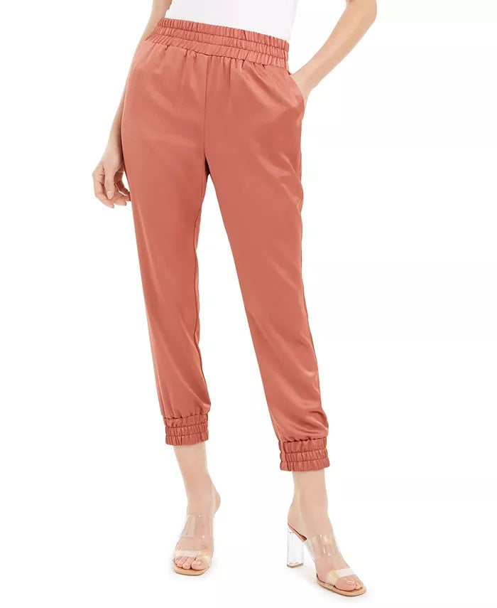 Bar III Women's Satin Jogger Pants Brown Size Medium