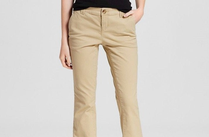Style & Co Women's Cotton Bootcut Chino Pants Beige Size 2